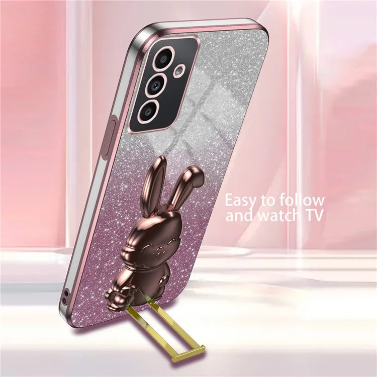 For Samsung Galaxy A15 4G / 5G Smartphone Case with Kickstand Cartoon Rabbit Back Cover