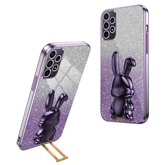 For Samsung Galaxy A23 5G (Global Version) / A23 4G Case Electroplated Phone Back Cover with Pull-out Kickstand