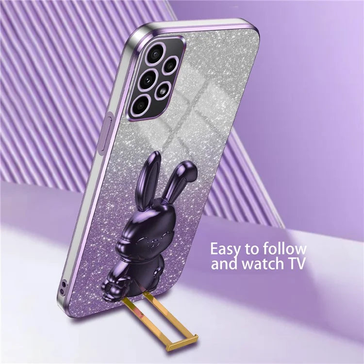 For Samsung Galaxy A23 5G (Global Version) / A23 4G Case Electroplated Phone Back Cover with Pull-out Kickstand