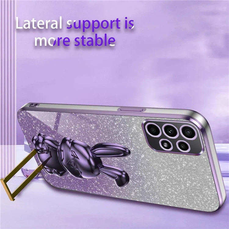 For Samsung Galaxy A23 5G (Global Version) / A23 4G Case Electroplated Phone Back Cover with Pull-out Kickstand