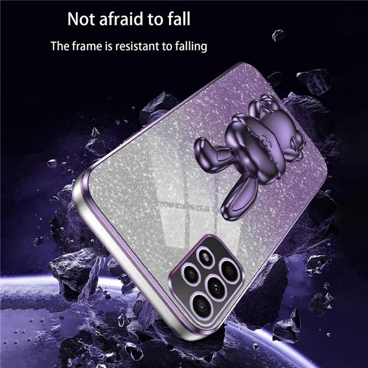 For Samsung Galaxy A23 5G (Global Version) / A23 4G Case Electroplated Phone Back Cover with Pull-out Kickstand