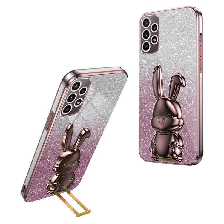 For Samsung Galaxy A23 5G (Global Version) / A23 4G Case Electroplated Phone Back Cover with Pull-out Kickstand