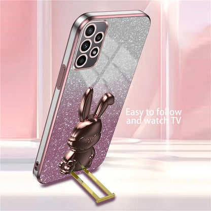 For Samsung Galaxy A23 5G (Global Version) / A23 4G Case Electroplated Phone Back Cover with Pull-out Kickstand