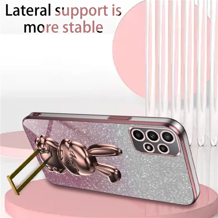 For Samsung Galaxy A23 5G (Global Version) / A23 4G Case Electroplated Phone Back Cover with Pull-out Kickstand