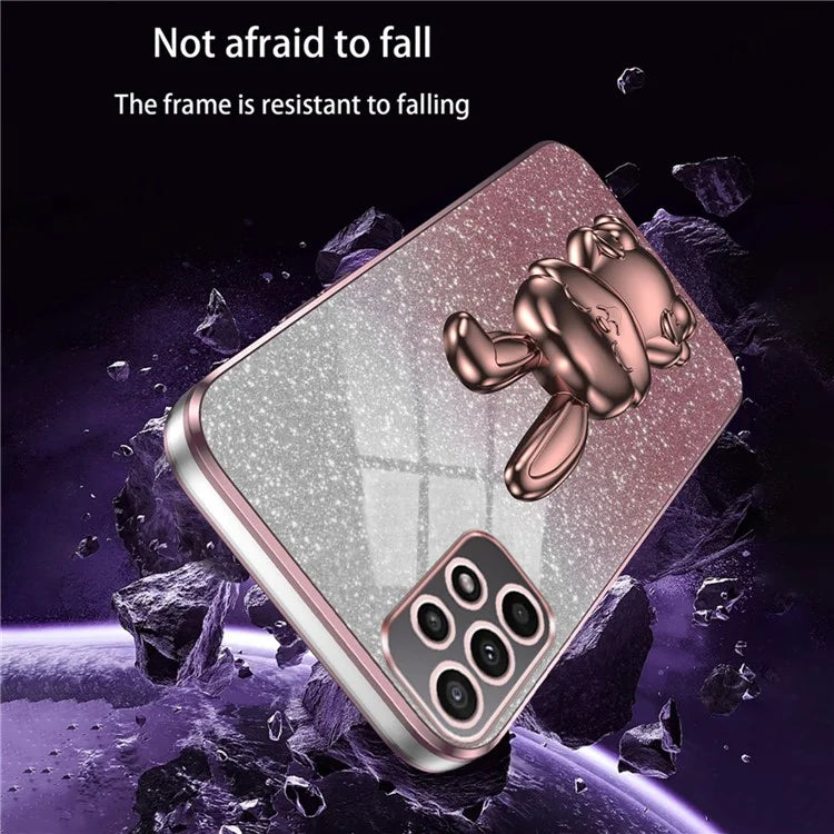 For Samsung Galaxy A23 5G (Global Version) / A23 4G Case Electroplated Phone Back Cover with Pull-out Kickstand