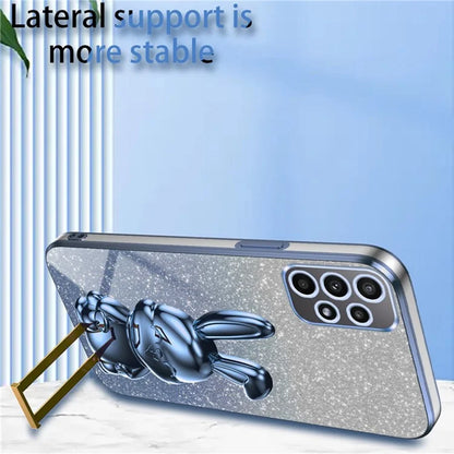 For Samsung Galaxy A32 4G (EU Version) Case Cute Rabbit Electroplating Phone Cover with Pull-out Kickstand