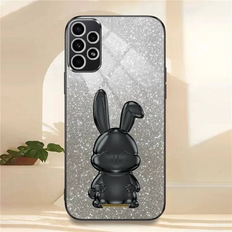 For Samsung Galaxy A32 4G (EU Version) Case Cute Rabbit Electroplating Phone Cover with Pull-out Kickstand