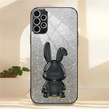 For Samsung Galaxy A32 4G (EU Version) Case Cute Rabbit Electroplating Phone Cover with Pull-out Kickstand