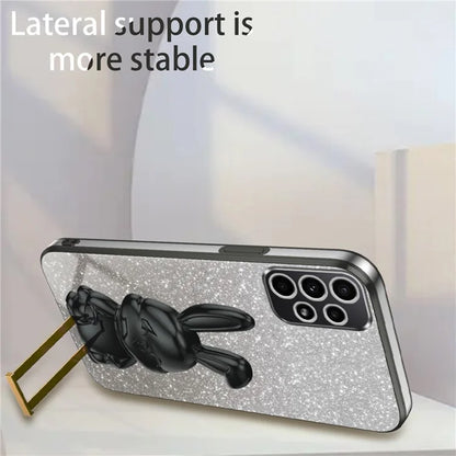 For Samsung Galaxy A32 4G (EU Version) Case Cute Rabbit Electroplating Phone Cover with Pull-out Kickstand