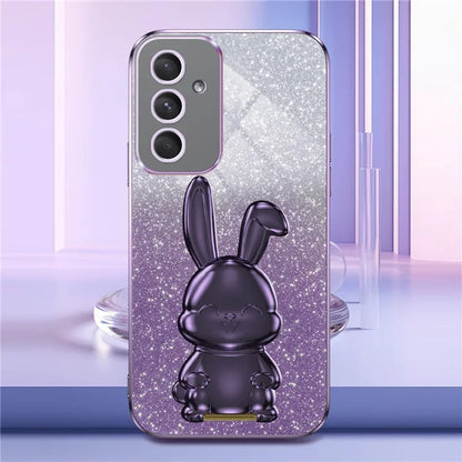 For Samsung Galaxy A54 5G Cell Phone Case Pull-out Kickstand Cartoon Rabbit Anti-fall Cover