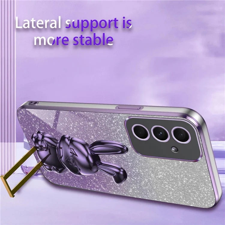 For Samsung Galaxy A54 5G Cell Phone Case Pull-out Kickstand Cartoon Rabbit Anti-fall Cover