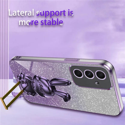 For Samsung Galaxy A54 5G Cell Phone Case Pull-out Kickstand Cartoon Rabbit Anti-fall Cover