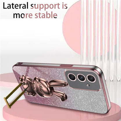 For Samsung Galaxy A54 5G Cell Phone Case Pull-out Kickstand Cartoon Rabbit Anti-fall Cover