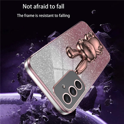 For Samsung Galaxy A54 5G Cell Phone Case Pull-out Kickstand Cartoon Rabbit Anti-fall Cover