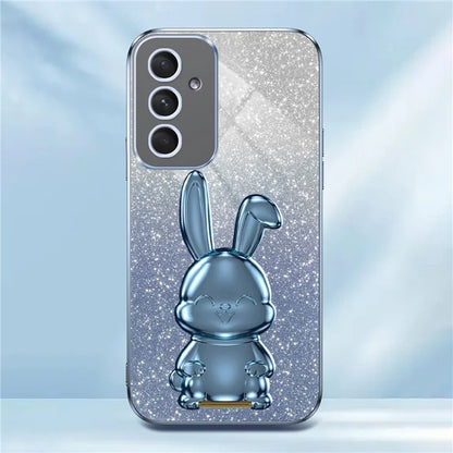 For Samsung Galaxy A54 5G Cell Phone Case Pull-out Kickstand Cartoon Rabbit Anti-fall Cover