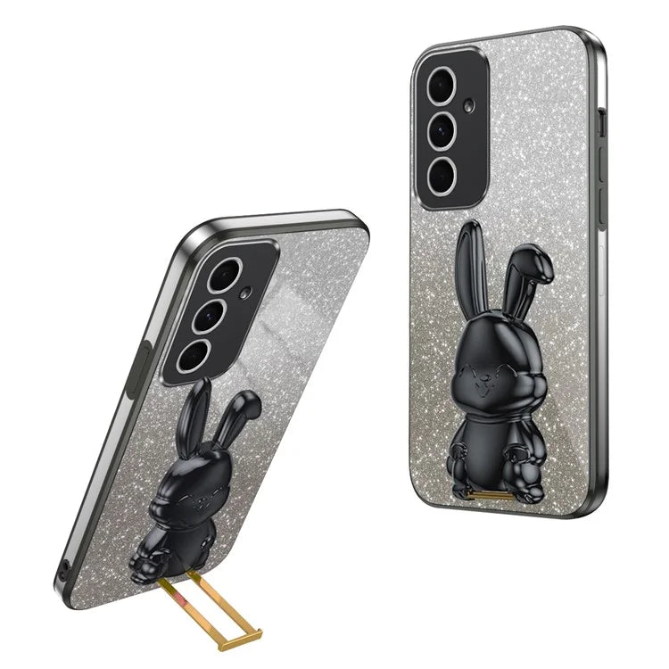 For Samsung Galaxy A54 5G Cell Phone Case Pull-out Kickstand Cartoon Rabbit Anti-fall Cover