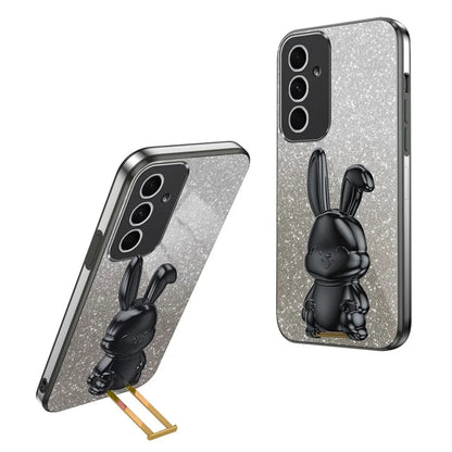 For Samsung Galaxy A54 5G Cell Phone Case Pull-out Kickstand Cartoon Rabbit Anti-fall Cover