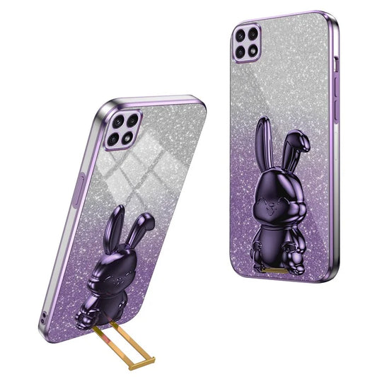 For Samsung Galaxy A22 5G (EU Version) Case Cute Rabbit Anti-shock Pull-out Kickstand Phone Cover