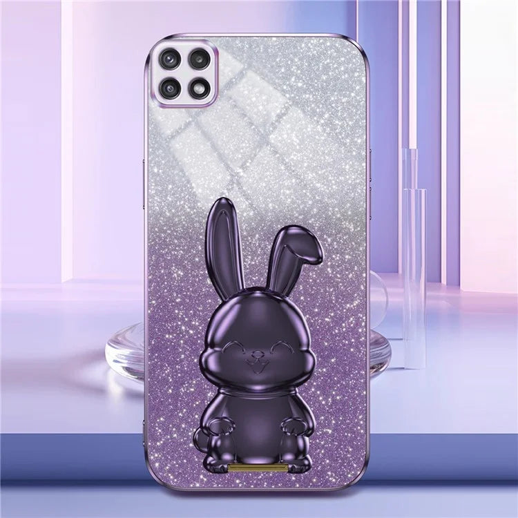 For Samsung Galaxy A22 5G (EU Version) Case Cute Rabbit Anti-shock Pull-out Kickstand Phone Cover