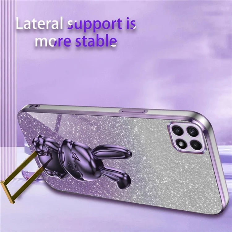 For Samsung Galaxy A22 5G (EU Version) Case Cute Rabbit Anti-shock Pull-out Kickstand Phone Cover