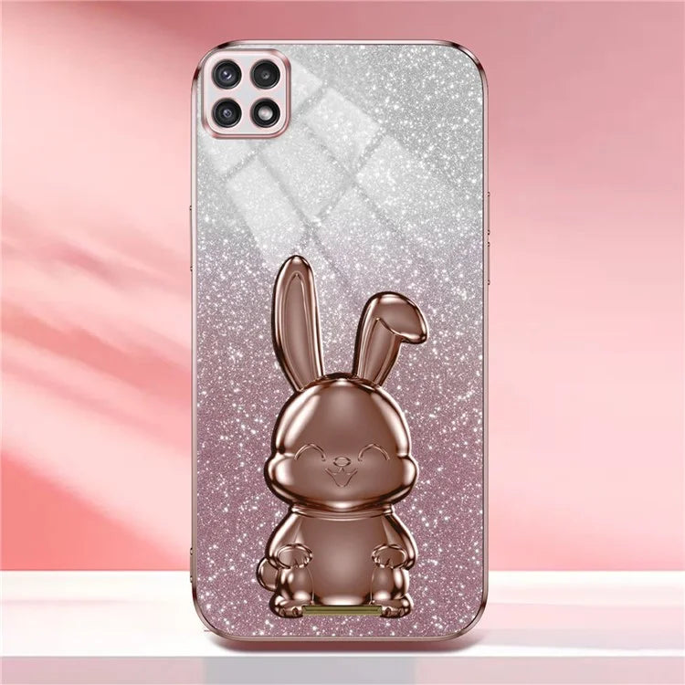 For Samsung Galaxy A22 5G (EU Version) Case Cute Rabbit Anti-shock Pull-out Kickstand Phone Cover
