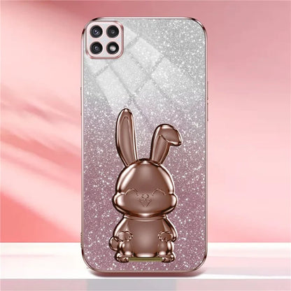 For Samsung Galaxy A22 5G (EU Version) Case Cute Rabbit Anti-shock Pull-out Kickstand Phone Cover