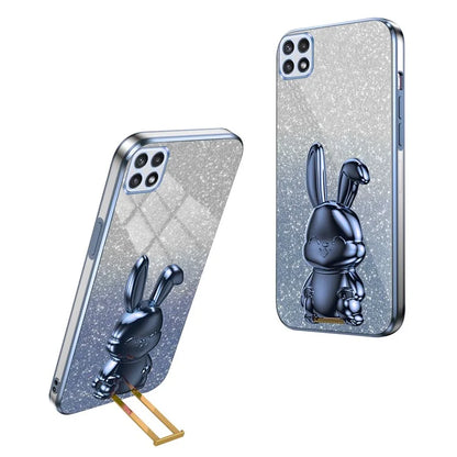 For Samsung Galaxy A22 5G (EU Version) Case Cute Rabbit Anti-shock Pull-out Kickstand Phone Cover