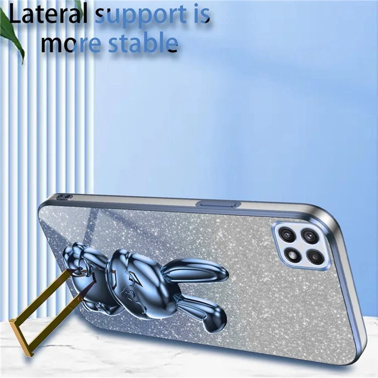For Samsung Galaxy A22 5G (EU Version) Case Cute Rabbit Anti-shock Pull-out Kickstand Phone Cover