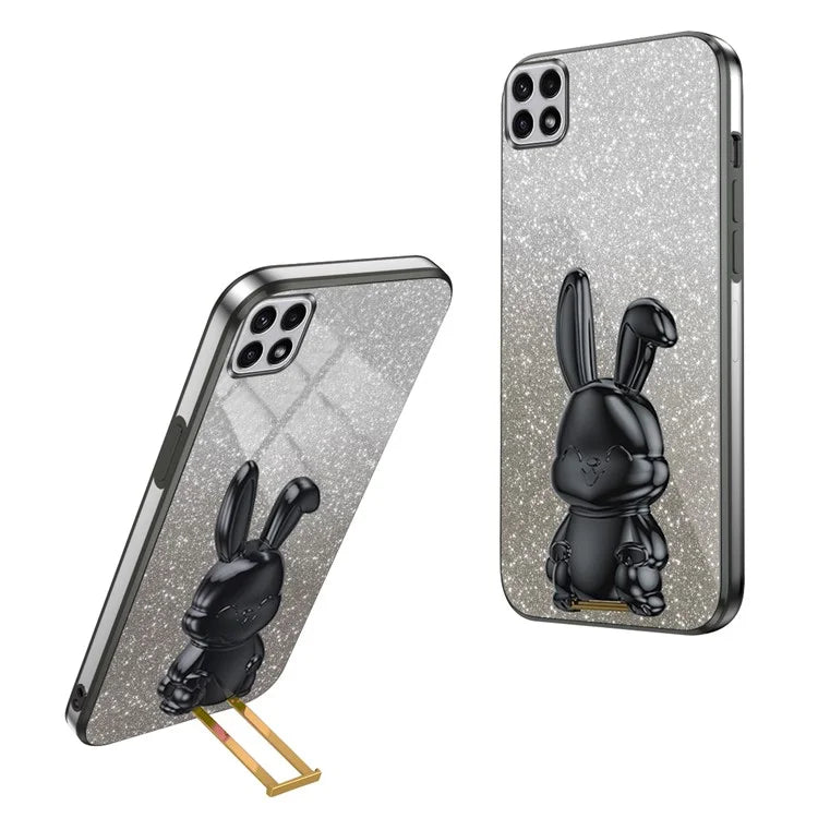 For Samsung Galaxy A22 5G (EU Version) Case Cute Rabbit Anti-shock Pull-out Kickstand Phone Cover