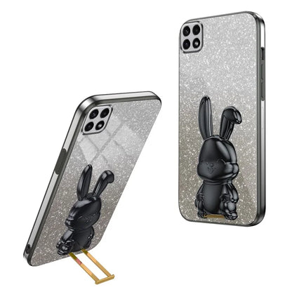 For Samsung Galaxy A22 5G (EU Version) Case Cute Rabbit Anti-shock Pull-out Kickstand Phone Cover