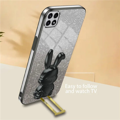 For Samsung Galaxy A22 5G (EU Version) Case Cute Rabbit Anti-shock Pull-out Kickstand Phone Cover