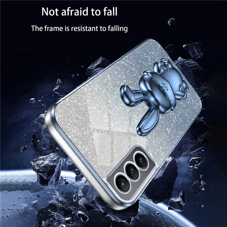 For Samsung Galaxy S21 FE 5G Cell Phone Case Glitter Cartoon Rabbit Cover with Kickstand