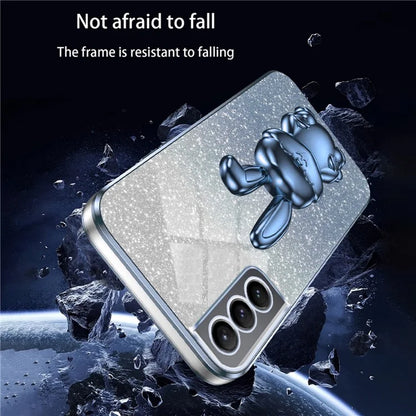 For Samsung Galaxy S21 FE 5G Cell Phone Case Glitter Cartoon Rabbit Cover with Kickstand