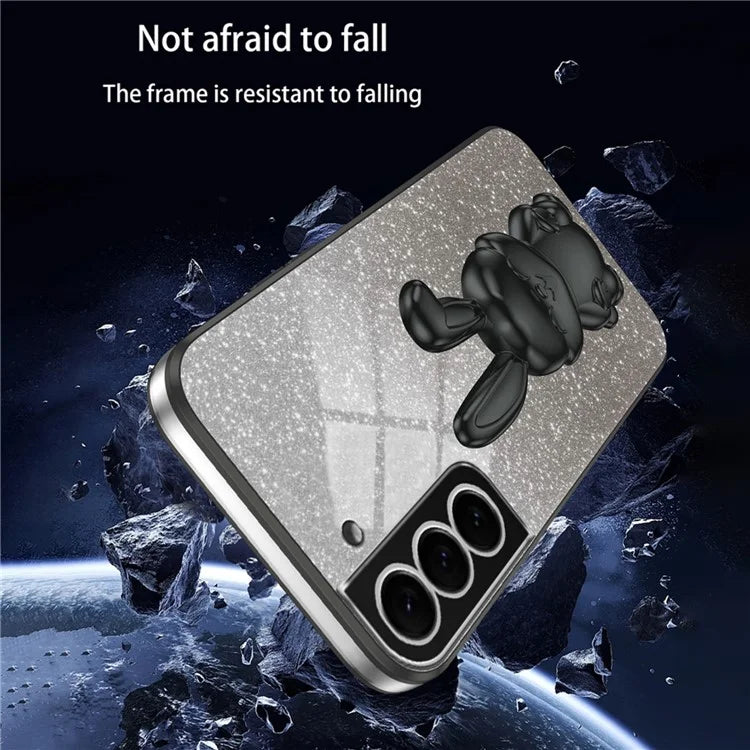 For Samsung Galaxy S22+ 5G Case Cartoon Rabbit Glitter Phone Cover with Support Kickstand