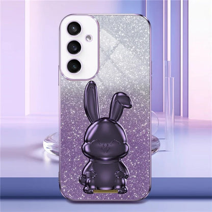 For Samsung Galaxy S23 FE Cell Phone Case Cute Rabbit Pull-out Kickstand Drop Resistant Cover