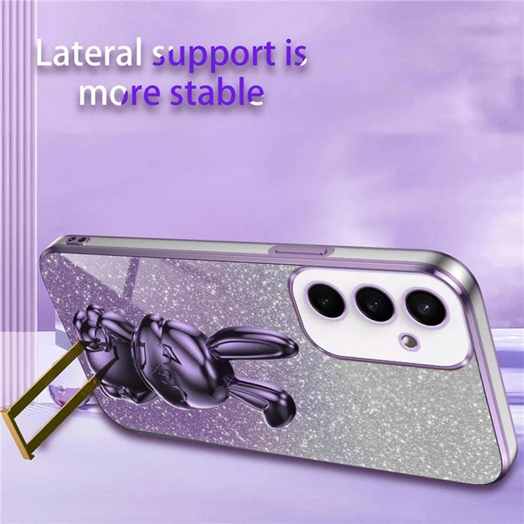 For Samsung Galaxy S23 FE Cell Phone Case Cute Rabbit Pull-out Kickstand Drop Resistant Cover