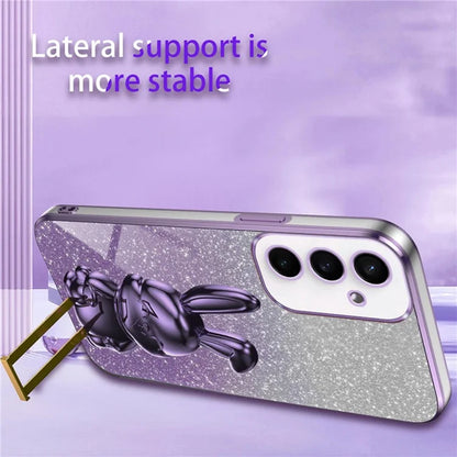 For Samsung Galaxy S23 FE Cell Phone Case Cute Rabbit Pull-out Kickstand Drop Resistant Cover