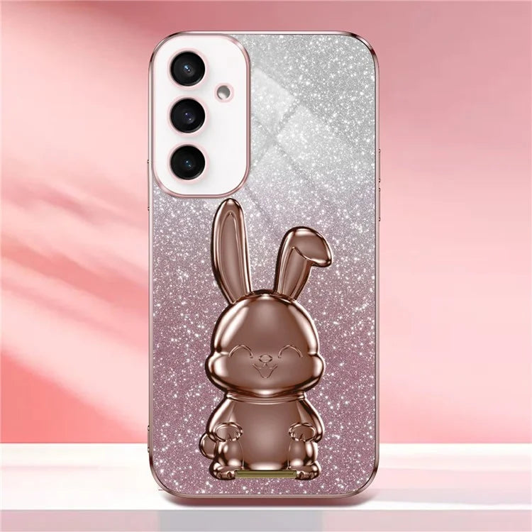 For Samsung Galaxy S23 FE Cell Phone Case Cute Rabbit Pull-out Kickstand Drop Resistant Cover