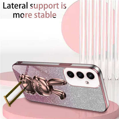 For Samsung Galaxy S23 FE Cell Phone Case Cute Rabbit Pull-out Kickstand Drop Resistant Cover