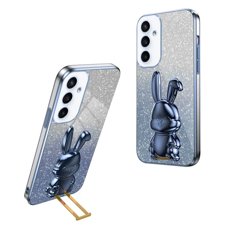 For Samsung Galaxy S23 FE Cell Phone Case Cute Rabbit Pull-out Kickstand Drop Resistant Cover