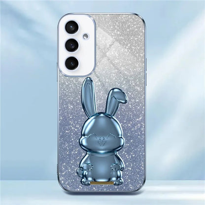 For Samsung Galaxy S23 FE Cell Phone Case Cute Rabbit Pull-out Kickstand Drop Resistant Cover