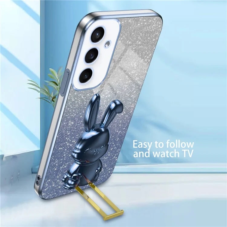 For Samsung Galaxy S23 FE Cell Phone Case Cute Rabbit Pull-out Kickstand Drop Resistant Cover