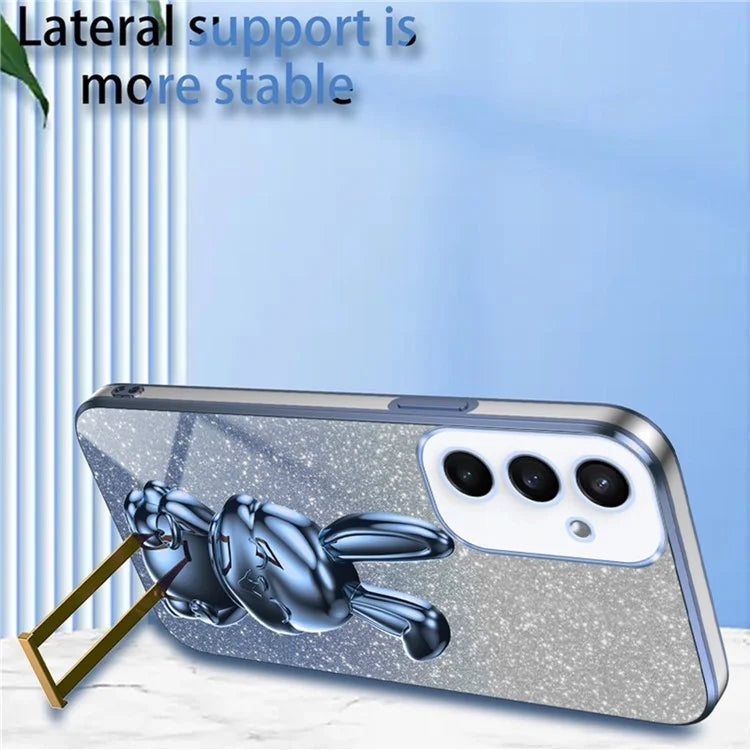 For Samsung Galaxy S23 FE Cell Phone Case Cute Rabbit Pull-out Kickstand Drop Resistant Cover