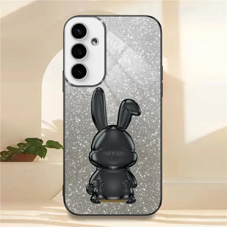 For Samsung Galaxy S23 FE Cell Phone Case Cute Rabbit Pull-out Kickstand Drop Resistant Cover
