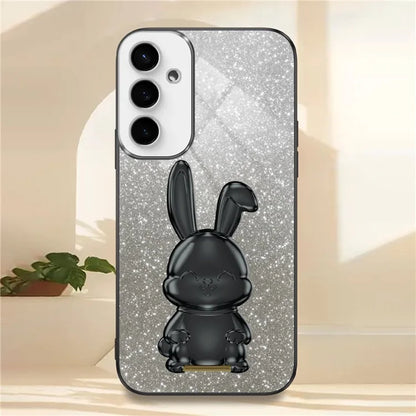 For Samsung Galaxy S23 FE Cell Phone Case Cute Rabbit Pull-out Kickstand Drop Resistant Cover