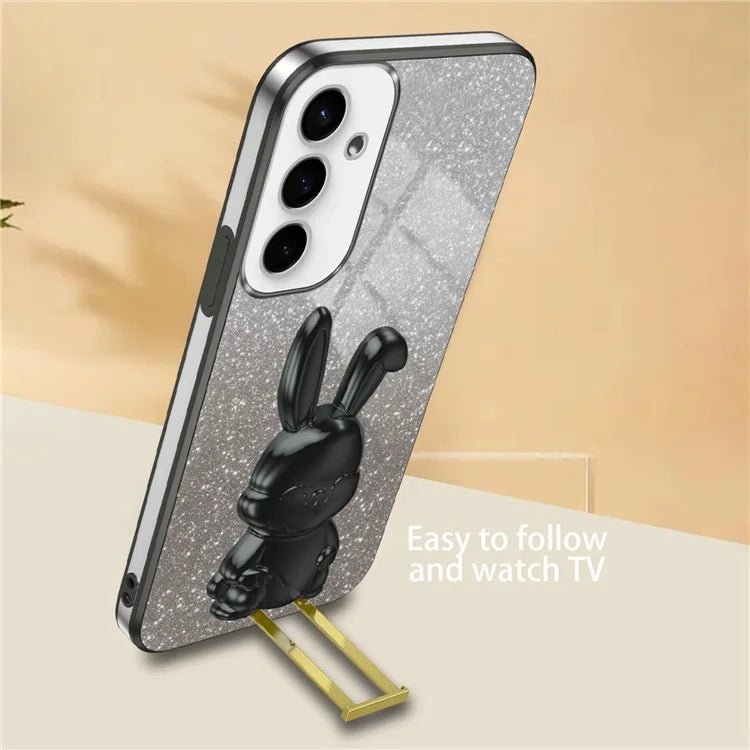 For Samsung Galaxy S23 FE Cell Phone Case Cute Rabbit Pull-out Kickstand Drop Resistant Cover