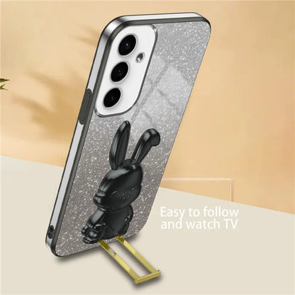 For Samsung Galaxy S23 FE Cell Phone Case Cute Rabbit Pull-out Kickstand Drop Resistant Cover