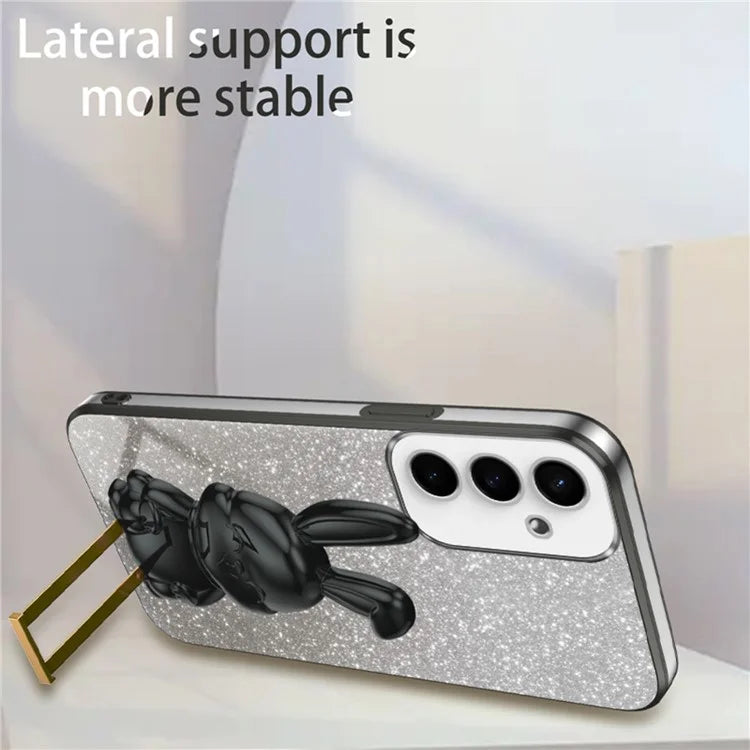 For Samsung Galaxy S23 FE Cell Phone Case Cute Rabbit Pull-out Kickstand Drop Resistant Cover