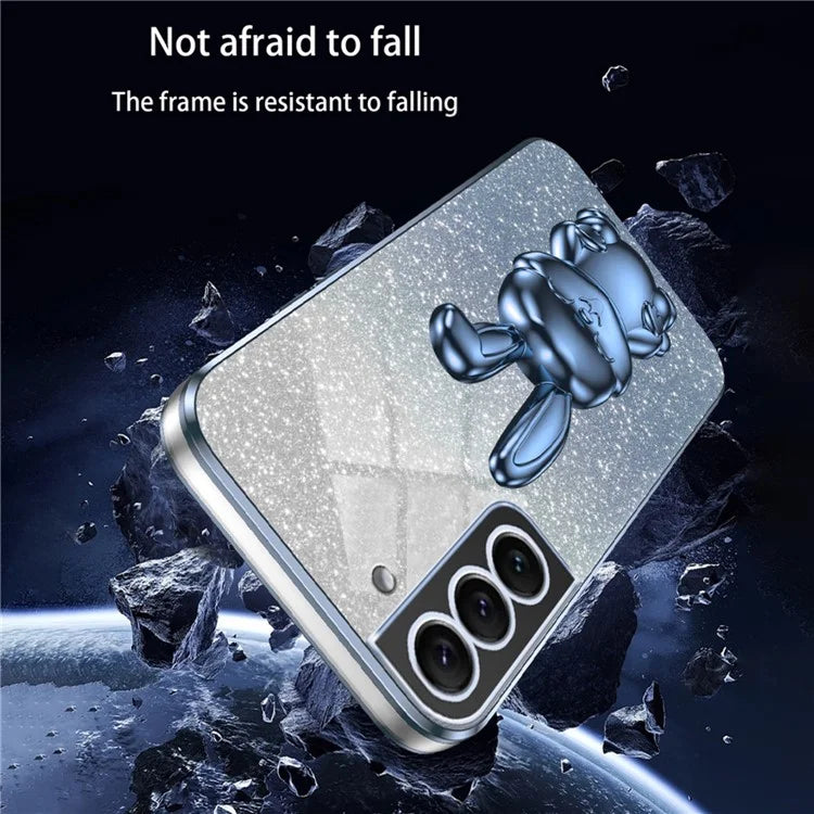For Samsung Galaxy S22 5G Kickstand Phone Case Cartoon Rabbit Glitter Drop-proof Cover