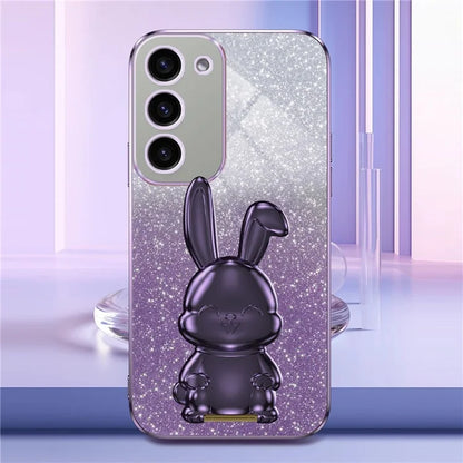 For Samsung Galaxy S23 Case Glitter Electroplated Mobile Phone Cover with Pull-out Kickstand